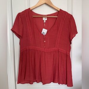 Belle du Jour Women’s Short Sleeve Lace Blouse